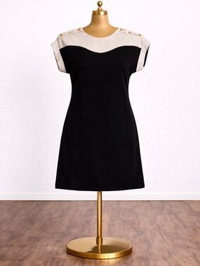 Two-Tone Mini Dress gold buttons